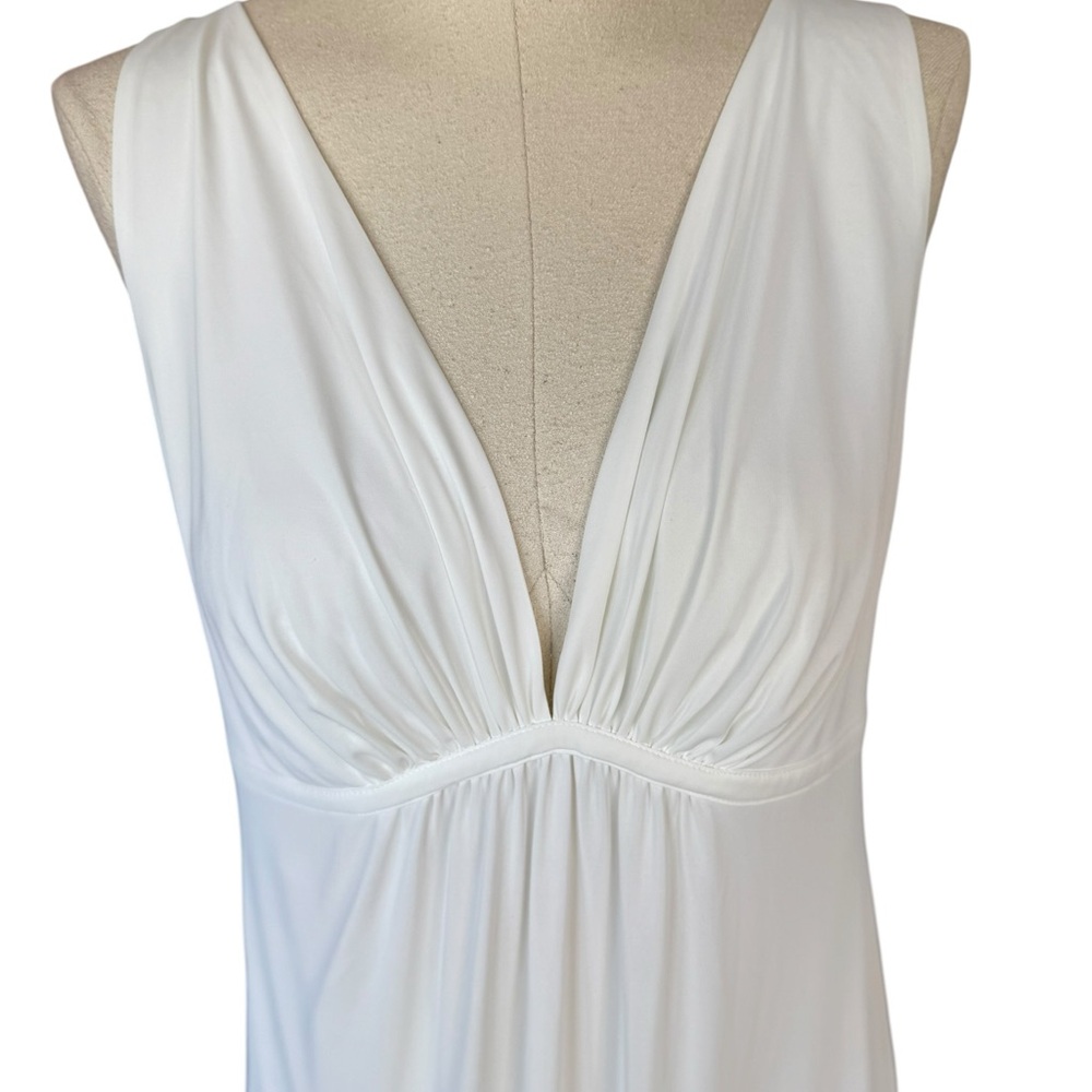 Natori White V-Neck Maxi Chemise Adjustable Strap Marilynn Monroe Style Gown - Picture 2 of 9